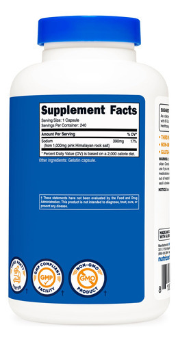 Suplemento Nutricost Pink Himalayan Salt Capsules 1000mg - Imagem 6
