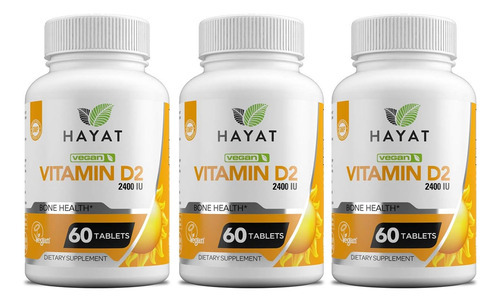 Hayat Vitamins Vitamina D Natural Vegana 2400 Ui, D2, Certif
