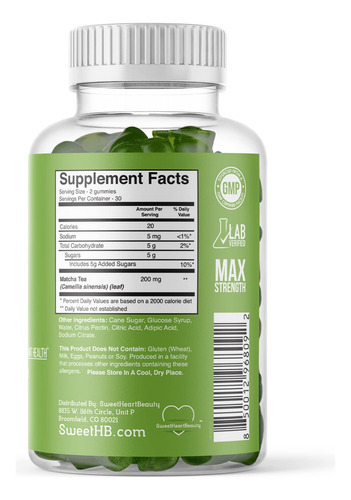 Vitamina Gomosa De Extrato De Chá Verde Matcha Com Extrato D - Imagem 2