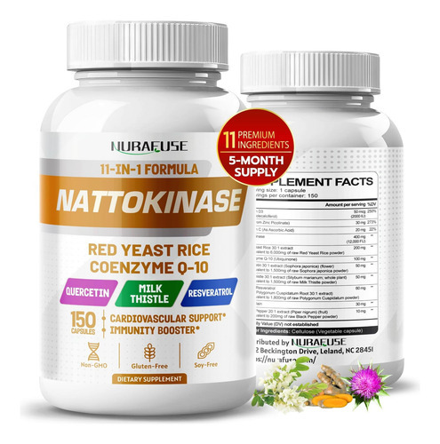 Fórmula Nurafuse Nattokinase 11 Em 1 - 4.750 Mg Com Fermento