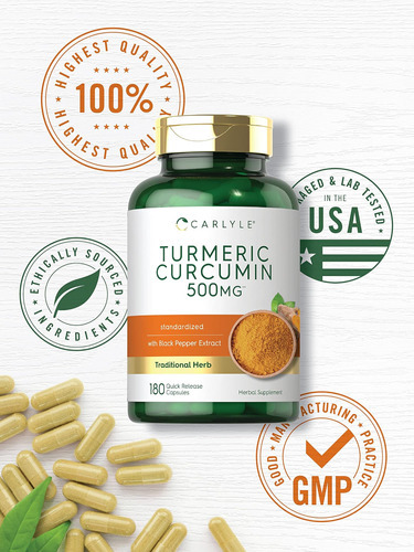 Curcumina De Cúrcuma Carlyle Com Bioperina | 500mg | 180 Cáp - Imagem 6