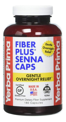 Cápsulas De Yerba Prima Fiber Plus Senna, Contagem De 180 -