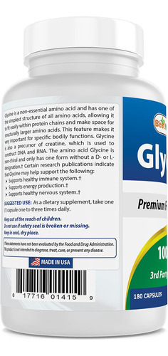 Melhor Suplemento De Glicina Natural 1000 Mg Para Produção D - Imagem 6