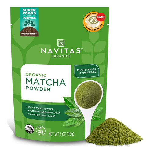 Pó Navitas Organics Matcha, 3 Onças. Saco, 85 Porções ' Grau