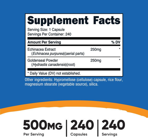 Nutricost Echinacea E Goldenseal Root, 500mg, 240 Cápsulas - - Imagem 2