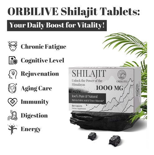 Comprimidos De Shilajit De 30.000 Mg, 100% Shilajit Puro Org - Imagem 3