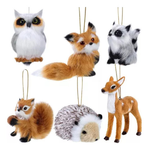 Rr Pingentes De Bichos De Pelúcia Para Decoração De Natal 6p