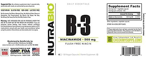 Suplemento De Niacinamida Nutrabio Para Lipídios Sanguíneos - Imagem 3