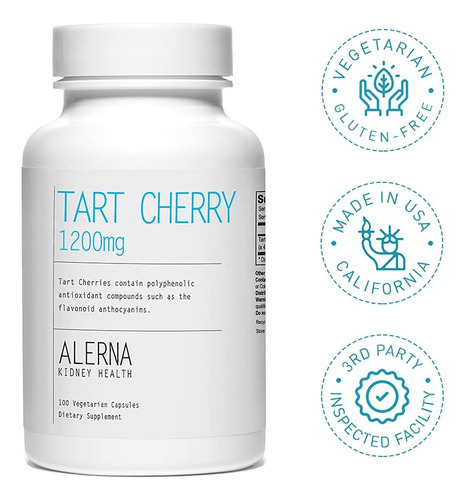 Alerna Kidney Health Tart Cherry Extract 1200 Mg, 100 Cápsul - Imagem 5