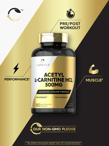 Suplemento Carlyle Acetil L-carnitina Hcl 500 Mg 180 Cápsula - Imagem 5