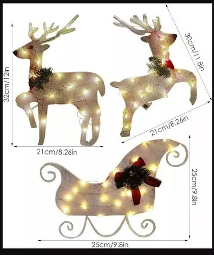 E Novo Trenó De Natal Com Luzes Decorativas Led Para - Imagem 5