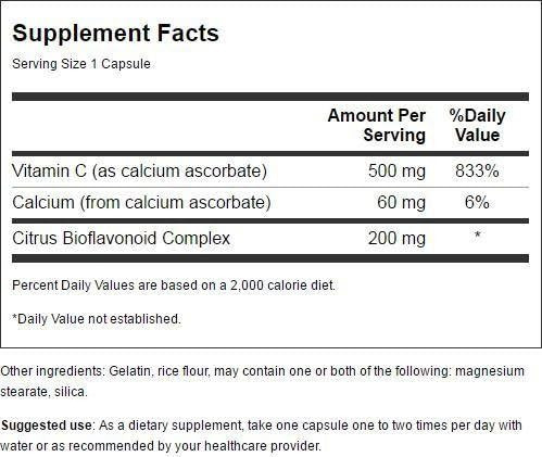Swanson Vitamina C Tamponada 500 Miligramas 100 Cápsulas - Imagem 2