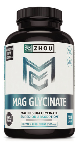 Suplemento Complexo De Glicinato De Magnésio Zhou 350 Mg 180
