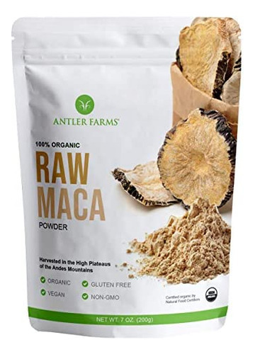 Antler Farms - Maca Em Pó Crua Orgânica 100% Pura, 40 Porçõ