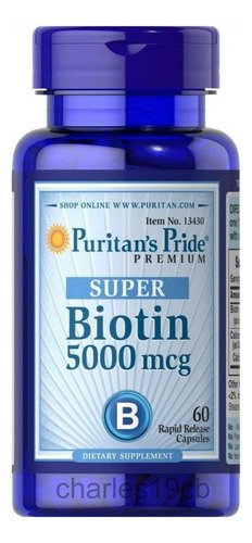 Cápsulas De Vitaminas Puritans Pride, Super Biotina, 5000 Mc