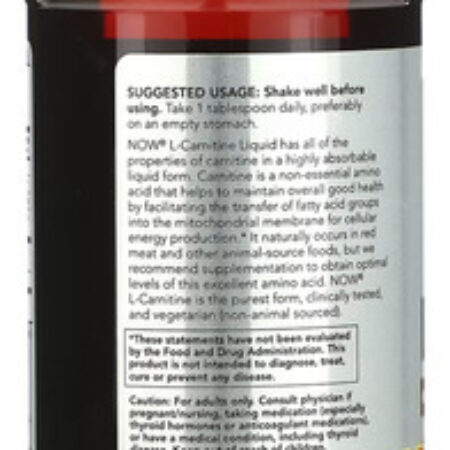 L-carnitina Líquida Now Foods 473 Ml Importado 5un - Imagem 4