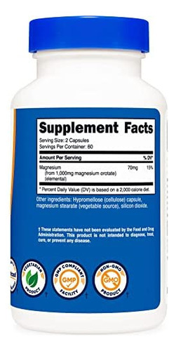 Nutricost Orotato De Magnésio 1000mg, 120 Cápsulas - 60 Porç - Imagem 3