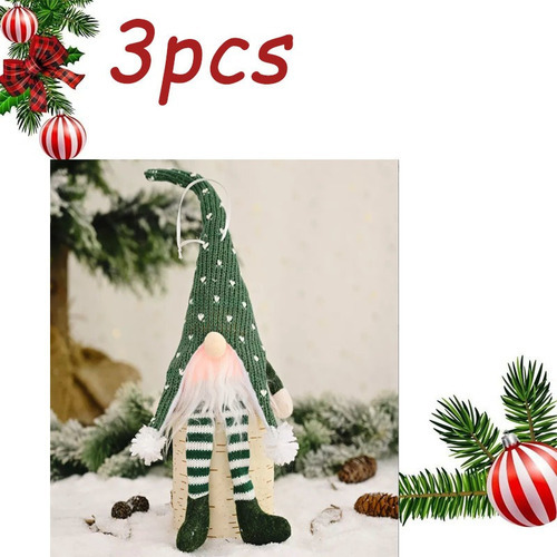 3x Gnomos Navideños Con Luz Led, Decoração De Mesa Navidad - Imagem 2