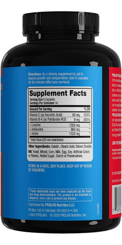 Prolab Bcaa Plus, Cápsulas De Aminoácidos De Cadeia Ramifica - Imagem 2