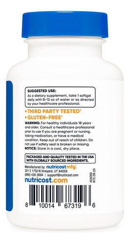 Suplemento Nutricost Astaxantina 6mg 120 Cápsulas Gelatinosa - Imagem 5