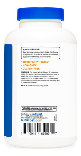 Suplemento Nutricost Beta Sitosterol 500 Mg 120 Cápsulas Gel - Imagem 5
