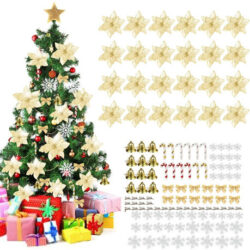 Decoração De Árvore De Natal De 120 Peças Com Flores De Nata