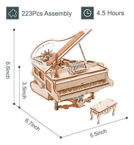 Kits Modelos Piano Mágico Madeira Com Quebra-cabeça - Imagem 4