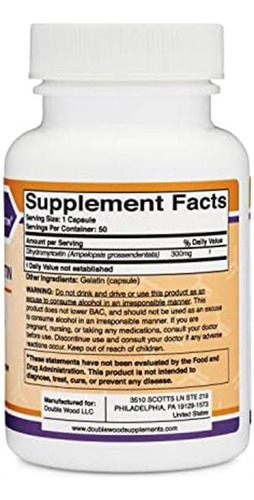 Diidromiricetina (dhm) 50 Cápsulas, 300 Mg, Suplemento De S - Imagem 2