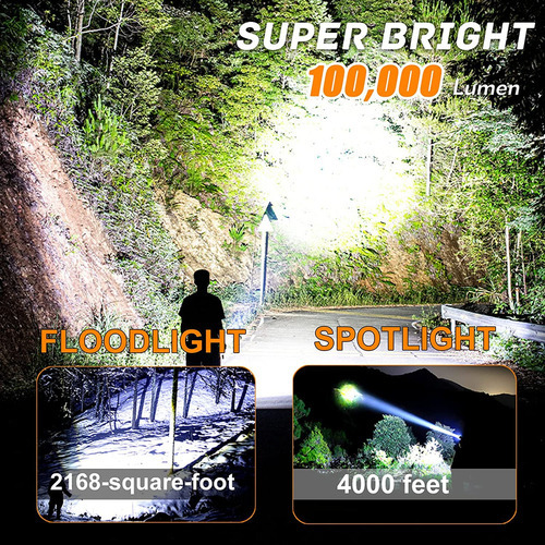 Lanterna Portátil Poderosa Led Recarregável 100000 Lúmens - Imagem 6