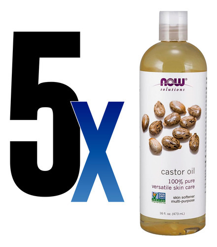 Óleo De Castor 473ml Now Foods Castor Oil 100% Puro 5un - Imagem 2