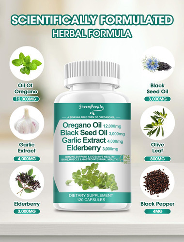 Óleo De Orégano 12.000 Mg Óleo De Semente Preta 3.000 Mg Ext - Imagem 2