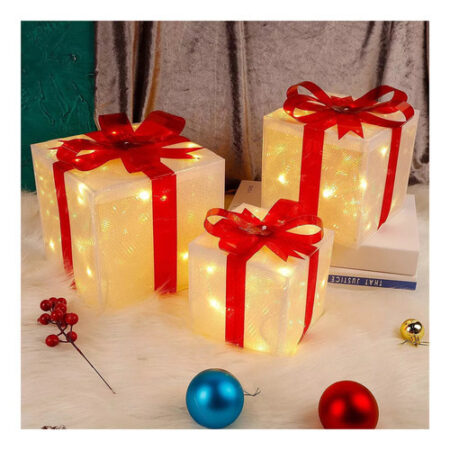 Caixa Ou Conjunto De Presente Iluminado De Natal De 3 Peças. - Imagem 6