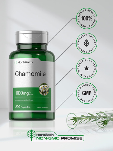 Suplemento Horbaach Flor De Camomila 1100mg 200 Cápsulas - Imagem 5