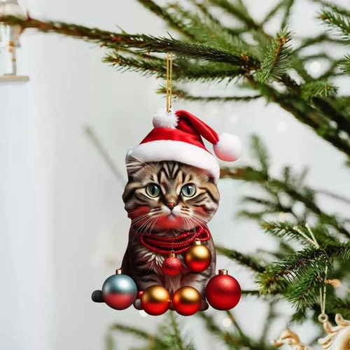 M Pingente De Árvore De Natal De 10 Peças Para Gatos, - Imagem 3
