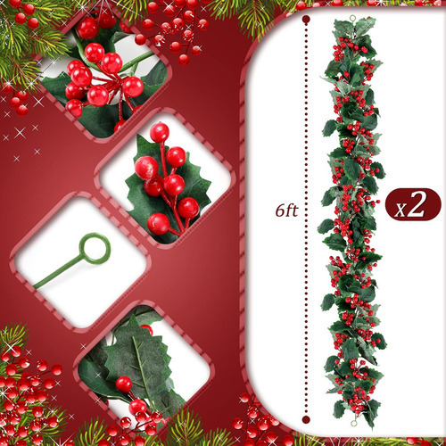 Decoração De Natal De Vime Artificial Berry De 12 Pés - Imagem 2