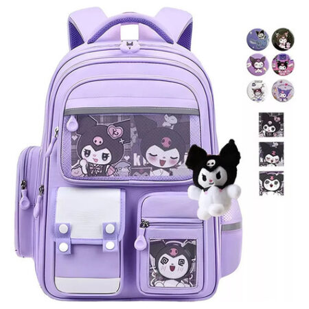 Novo Mochila Escolar Primária Sanrio Kuromi Para Meninas, 1 - Imagem 8