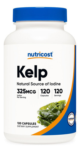 Cápsulas Nutricost Kelp, 325 Mcg De Iodo, 120 Cápsulas, Veg