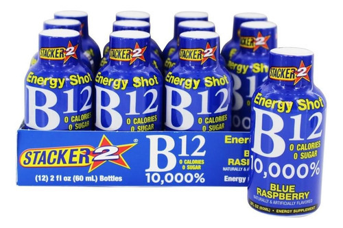 Stacker 2 Framboesa Azul B12 Energy Shot (pacote Com 12)