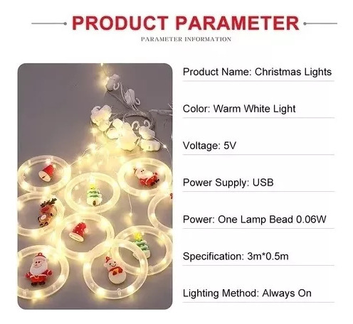 3metro Led Holiday Light Decoração De Natal Lâmpada Usb - Imagem 5