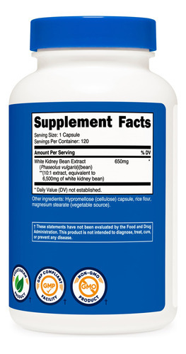 Suplemento Nutricost White Kidney Beans Em Cápsulas 6500mg 1 - Imagem 6
