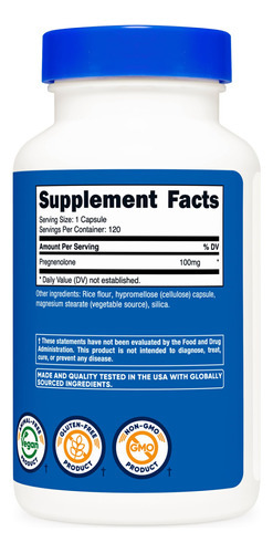 Suplemento Nutricost Pregnenolona 100mg 120 Cápsulas - Imagem 6