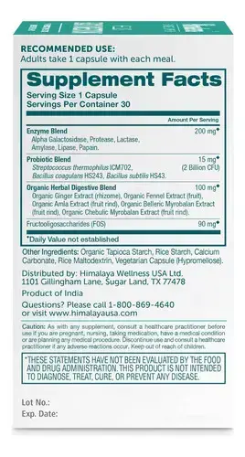 Himalaya Hello Fácil Digestão, Enzimas Digestivas Com 2 Bilh