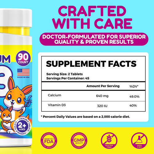 Comprimidos Mastigáveis ??vita Guard Calcium D3 Para Criança - Imagem 3