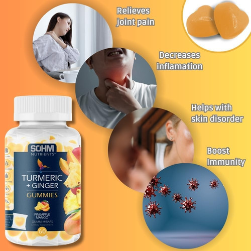 Sohm Açafrão Gummies Com Gengibre, 60 Ajuda Individualmente - Imagem 2