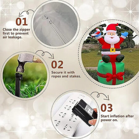 Decorações De Natal De 1,8 M Led Inflável Papai Noel - Imagem 4