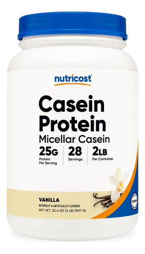Proteína Em Pó Nutricost Caseína Micelar 907g Sabor Baunilha