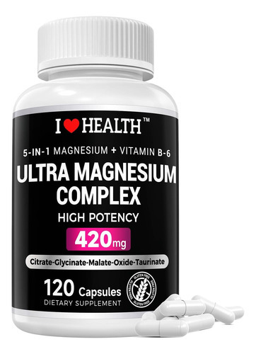 Suplemento De Complexo De Magnésio 420 Mg - 30 Mg De Vitamin