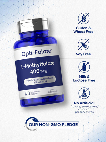 Suplemento Carlyle L-metilfolato 400mcg 120 Cápsulas - Imagem 5