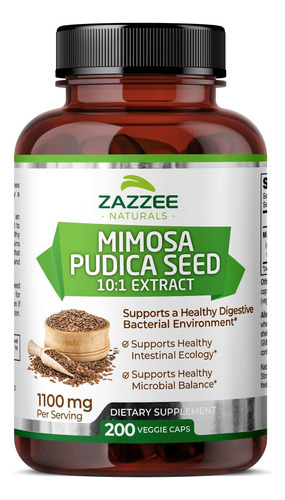 Zazzee Mimosa Pudica Seed 10:1 Extract, 200 Vegan Capsules,