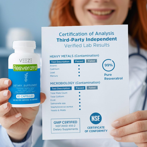 Suplemento De Resveratrol Veeze 600mg 60 Cápsulas E 60 Porçõ - Imagem 6
